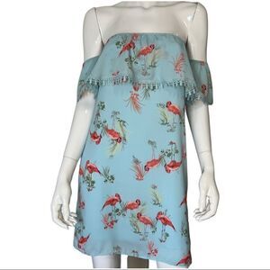 Everly off the shoulder summer dress pink flamingos Dress size Small